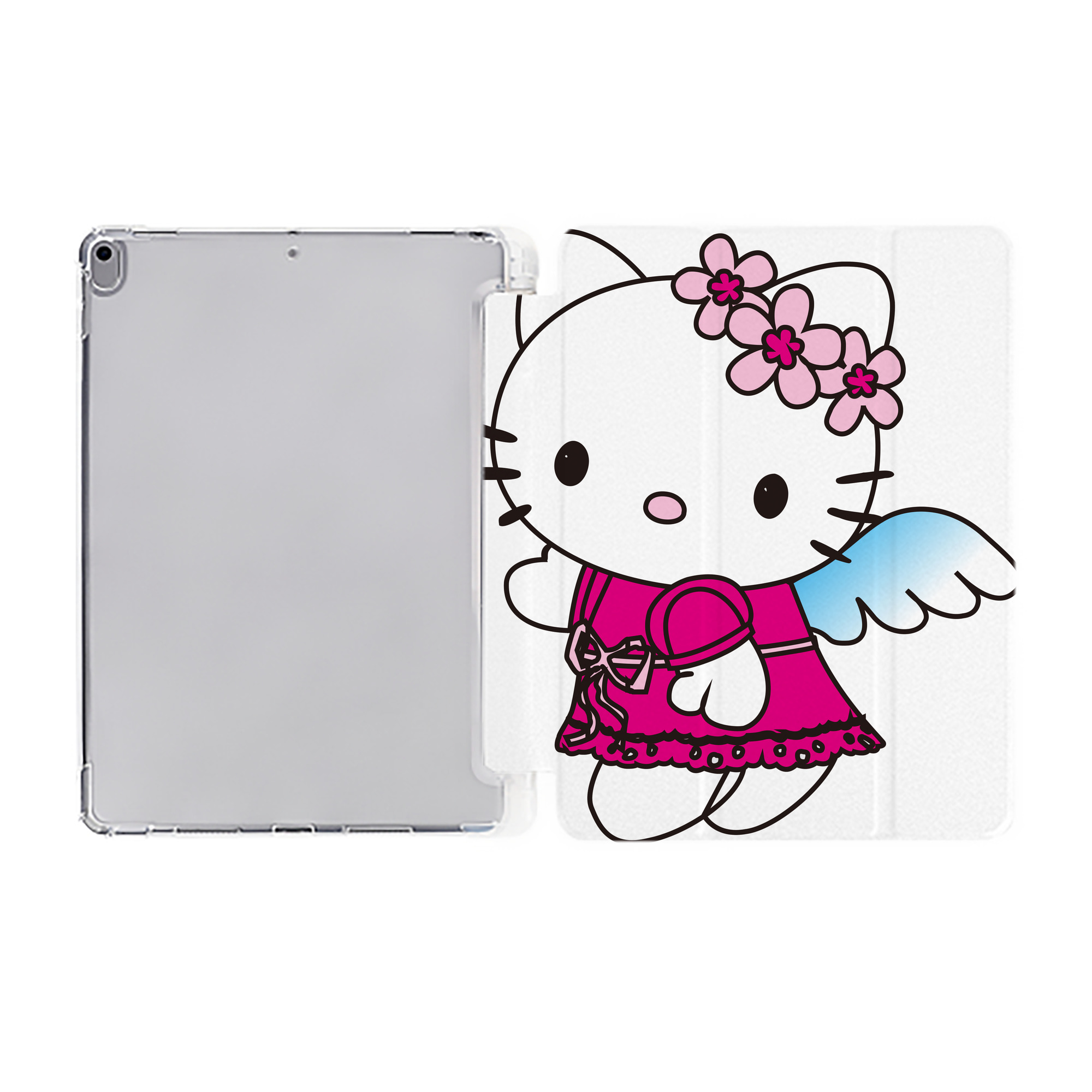 （画像用） Hello Kitty ハローキティ IPad ケース ペン収納付き 三つ折りスタンド PUレザー×シリコン 対応機種9.5/10.5/10.9インチ